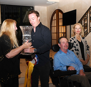 Daniel Coyle acceptinng the trophy