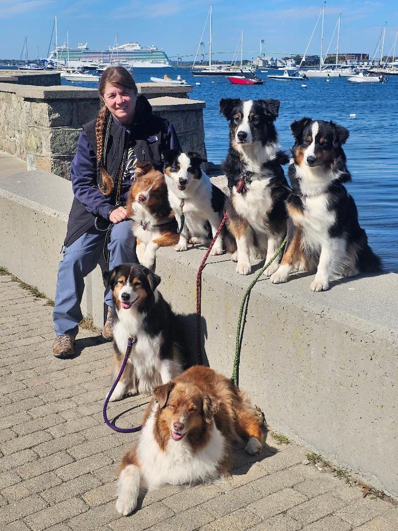 candid woman 4 dogs harbor Hirth